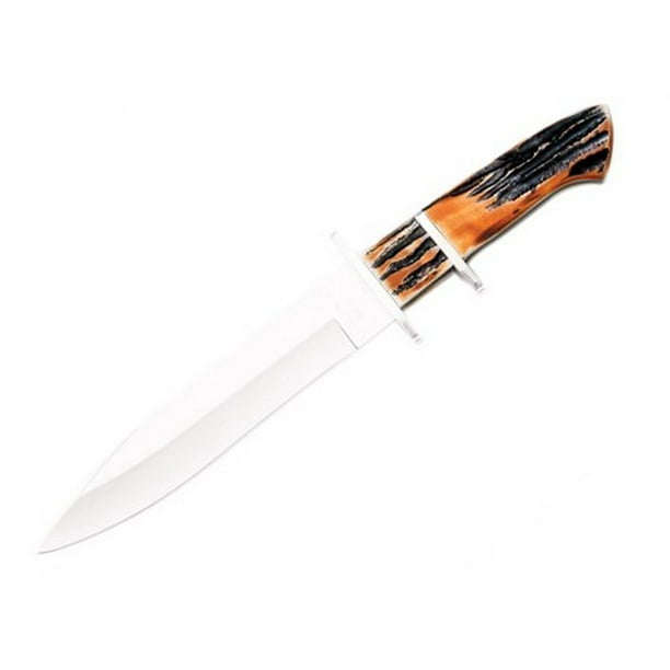 Bear /& Son Cutlery 577 Genuine India Stag Bone Fingergroove Skinner with Leather Sheath Knife 9 1//4